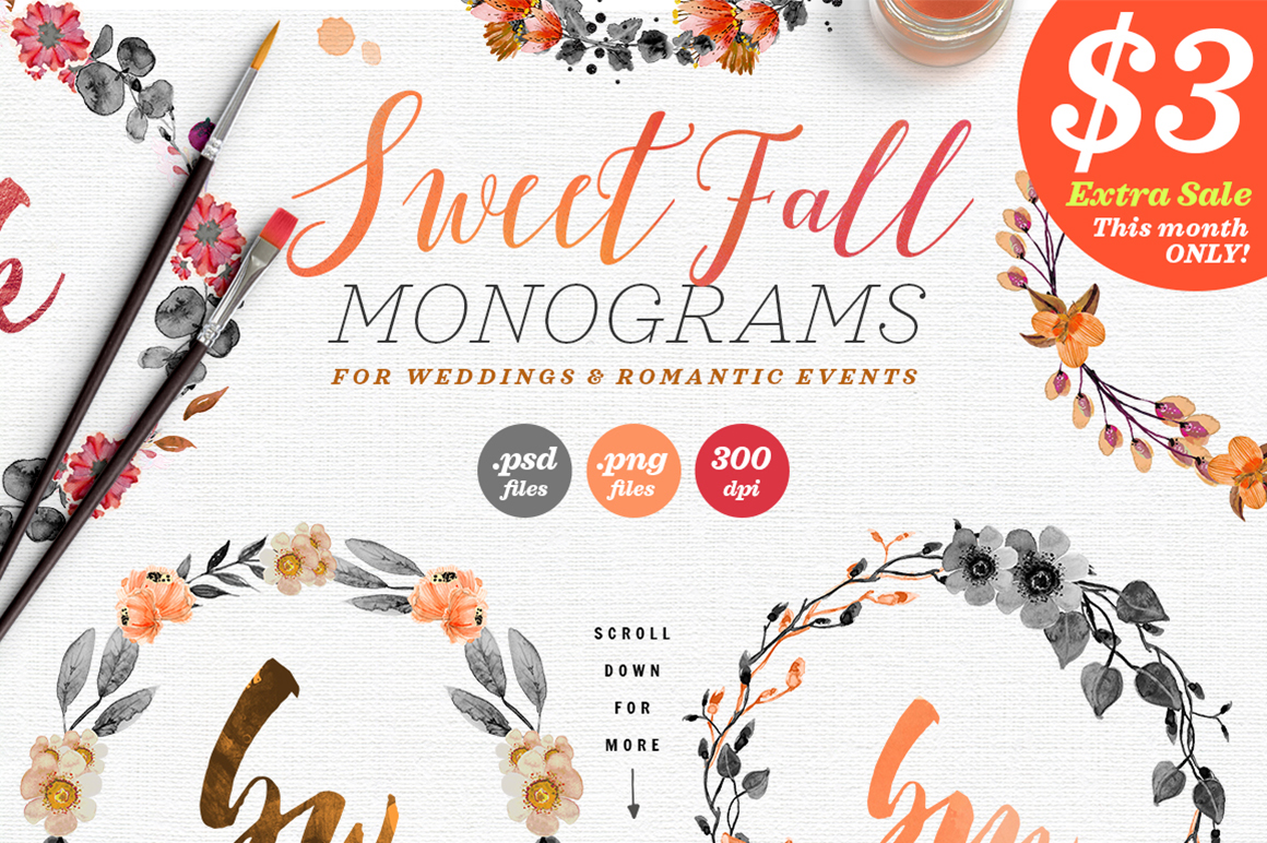 8 Sweet Fall Wedding Monograms X for Crafts