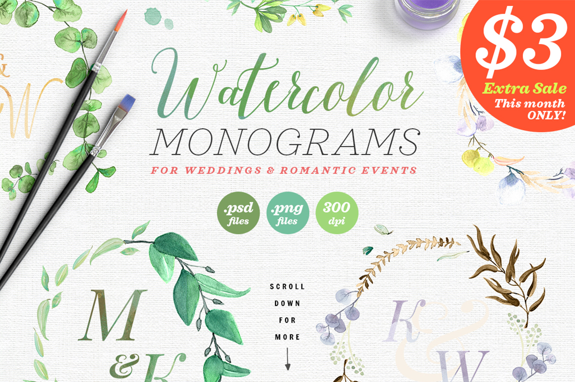 8 Watercolor Wedding Monograms I: A Designer Review