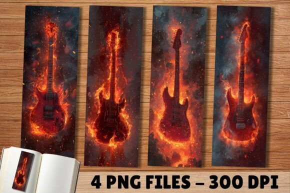 Burning Electric Guitar Lava Bookmarks Crafts