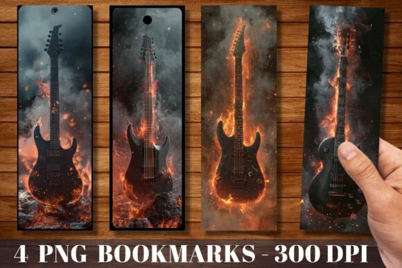 Burning Electric Guitar Rock Bookmark Crafts