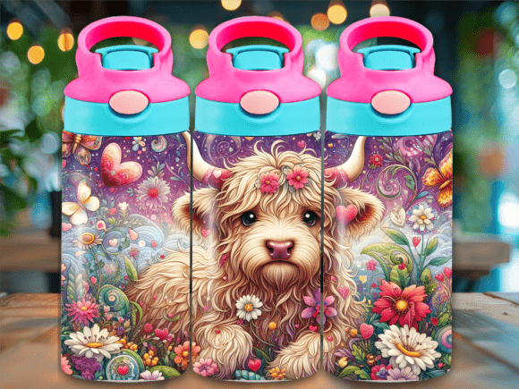 Cow Valentines Day Flip Top Kids Tumbler Wraps