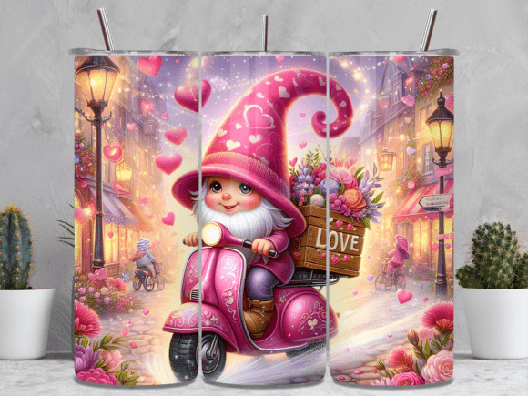 Cute Gnome Pink Scooter Tumbler Wrap Review