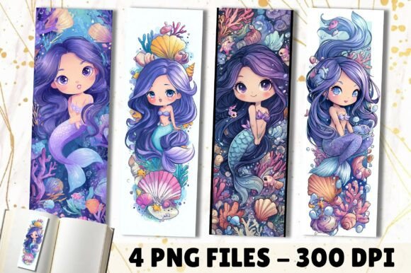 Cute Kawaii Mermaid Chibi Ocean Bookmark for Crafts