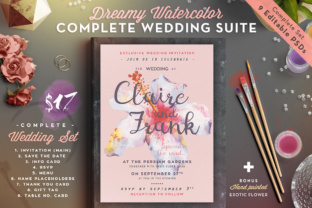 Dreamy Watercolor Wedding Suite IV Print Templates