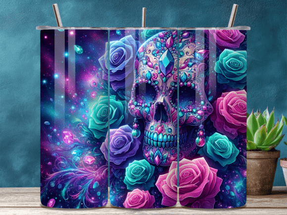 Galaxy Sugar Skull Roses Tumbler Wrap Review