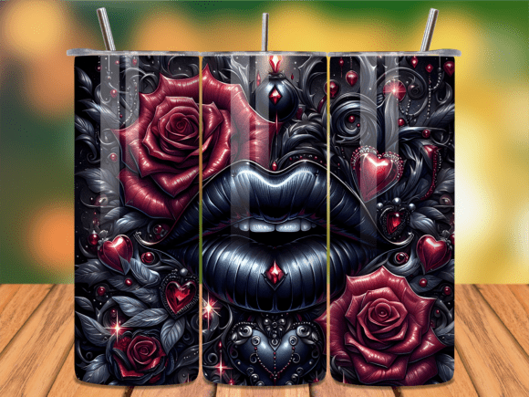 Gothic Red Rose Heart Valentine Tumbler Wraps