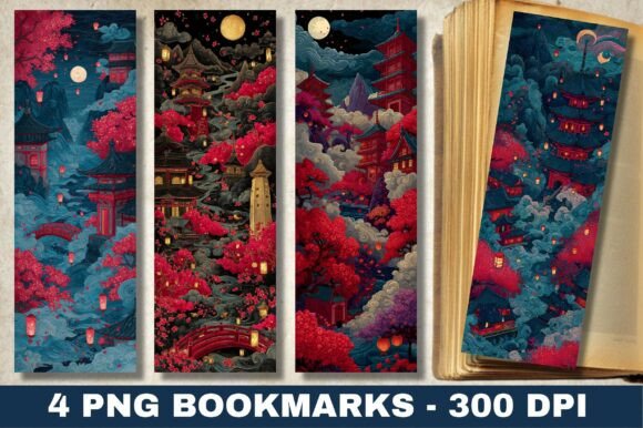 Japanese Pagoda Night Red Bloom Bookmark Review