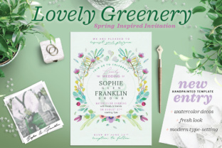 Lovely Greenery Wedding Card II Print Templates
