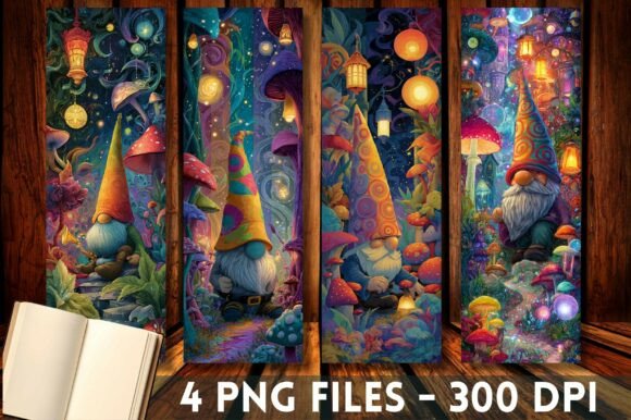 Magic Mushroom Gnome Forest Bookmark PNG for Crafts