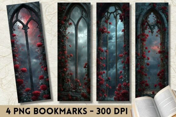 Moody Window Roses Cathedral Bookmark Crafts
