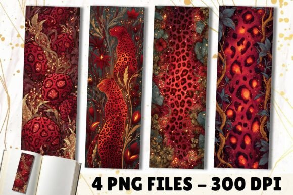 Red Leopard Skin Luxury Texture Bookmark for Crafts