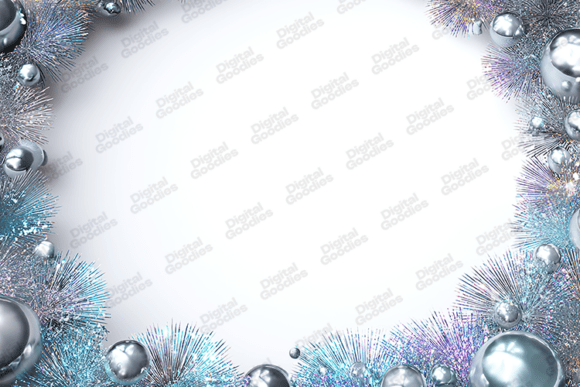 Silver Tinsel and Bauble Holiday Frame Backgrounds