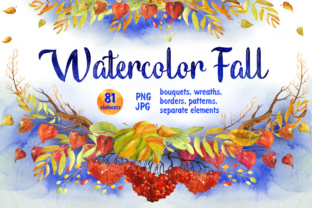 Watercolor Fall Floral Clip Art & Illustrations