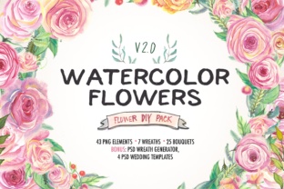 Watercolor Flower DIY Pack 2: Brand Illustrations