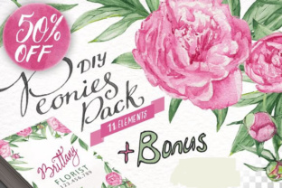 Watercolor Peonies DIY Pack & Illustrations