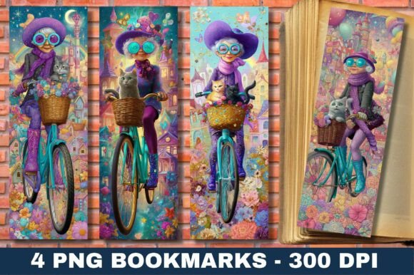 Whimsical Grandma Cat Bicycle Bookmark Crafts