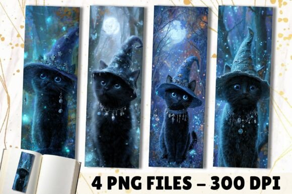 Witchy Black Cat Moonlight Bookmark Crafts